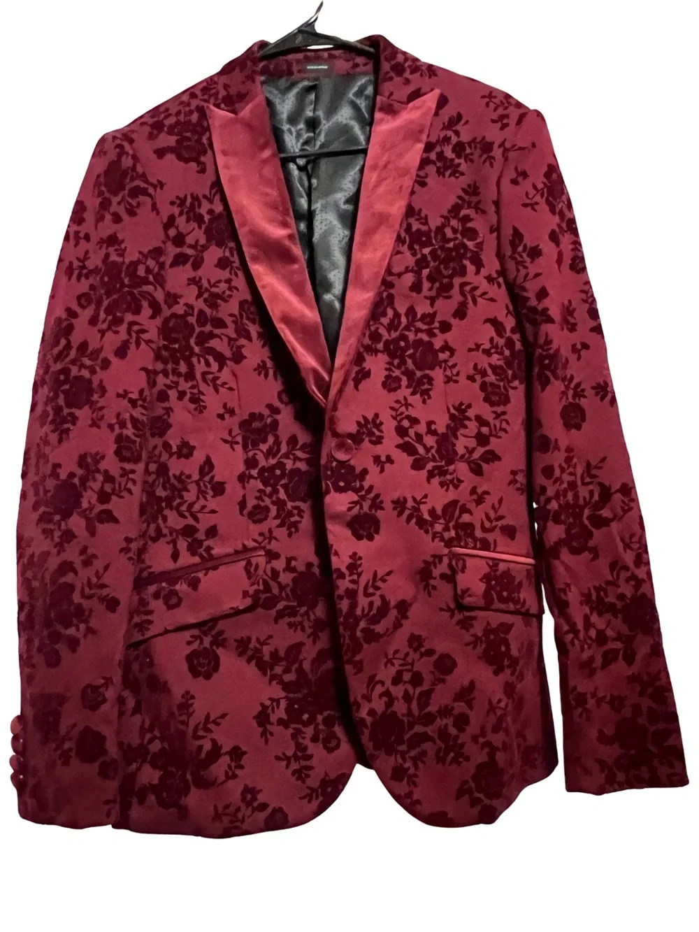 NWT Ferrari Slim Fit Evening Edition Floral Blazer 38H Burgundy Formal Jacket